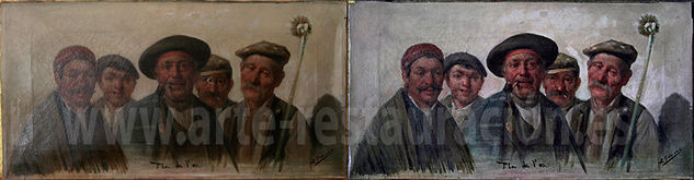 Restauración cuadro campesinos Oil Canvas Portrait