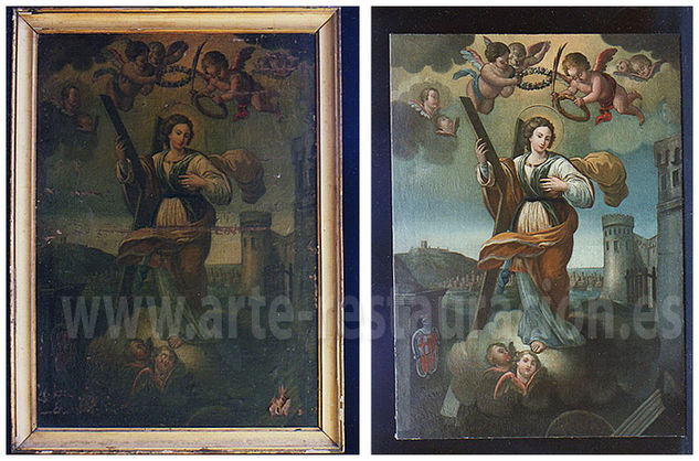 Restauración pintura Oil Canvas Figure Painting