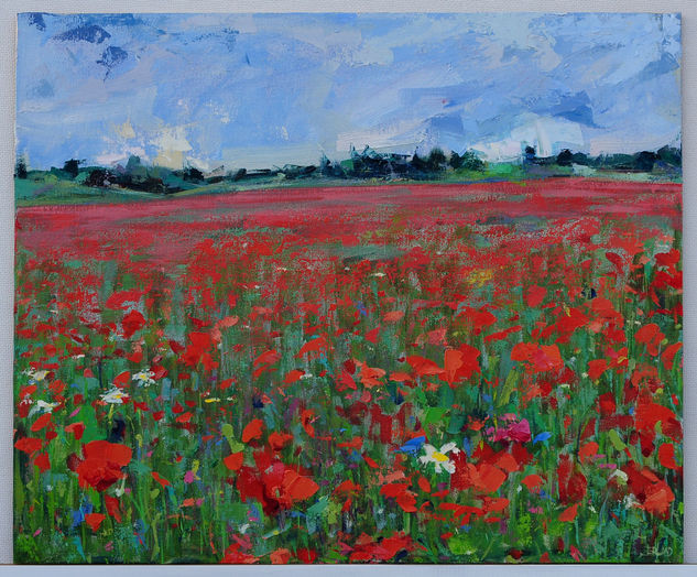 Mar de amapolas Oil Panel Landscaping