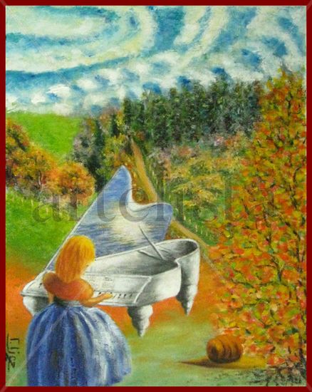 La lección de piano Oil Canvas Landscaping