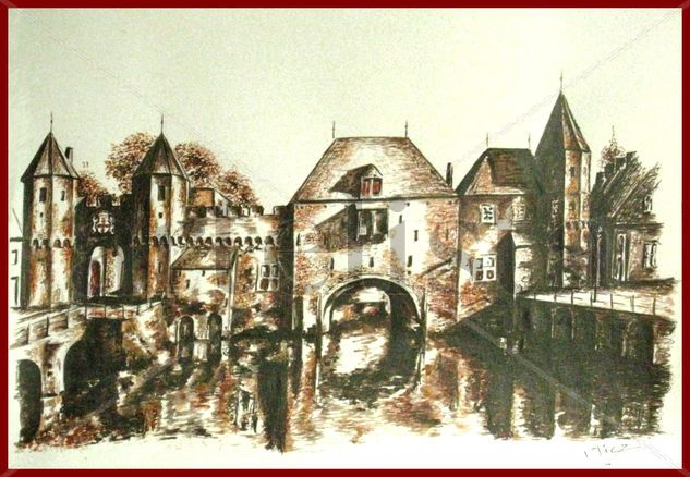 Amersfoort. La Koppelpoort (Siglo XV). Ink Paper Landscaping