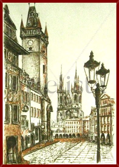 Praga. La Ciudad Antigua (Chequia) Mixed media Paper Landscaping