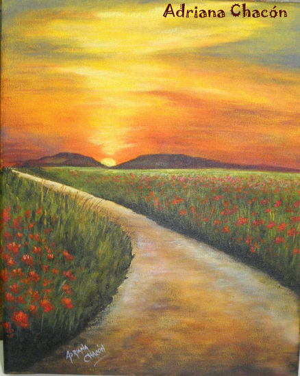 Atardecer en el Campo Oil Canvas Landscaping