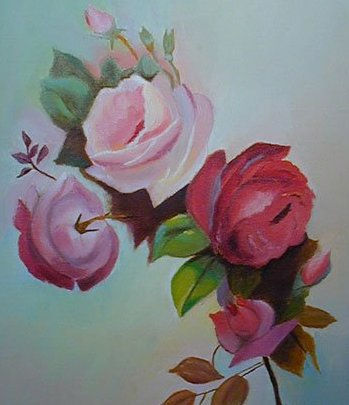 BLANCA Y ROJAS Oil Canvas Floral Painting