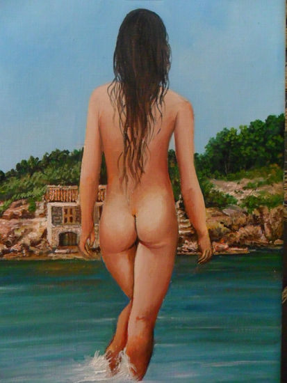 DESNUDO EN CALA MONDRAGO Oil Canvas Nude Paintings