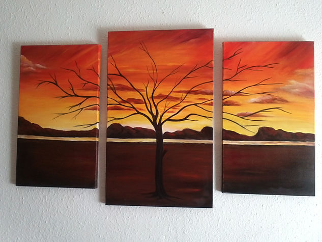 Tríptico Sabana Oil Canvas Landscaping