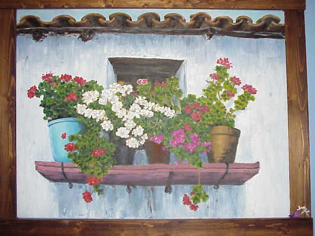 Ventana en la Sierra de Huelva Oil Canvas Landscaping