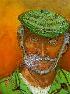 HOMBRE FUMANDO Oil Canvas Figure Painting