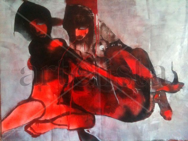 la novia roja Mixed media Paper Figure Painting