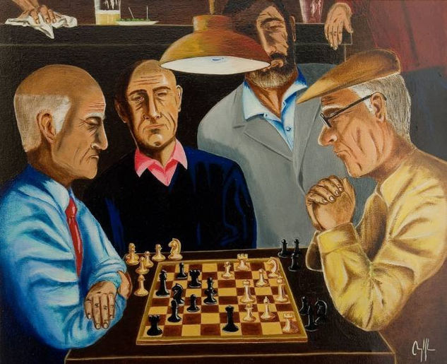 jaque mate en tres movimientos Oil Canvas Others