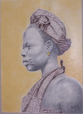 Retrato de mujer africana Grafito