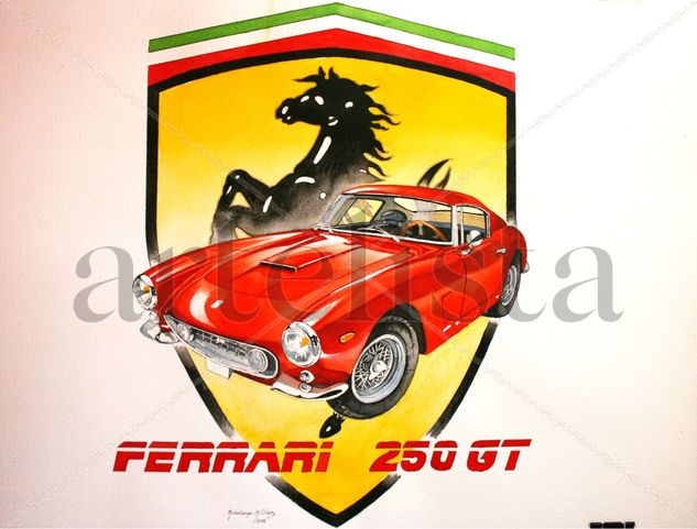 FERRARI 250 GT Watercolour Card Sports