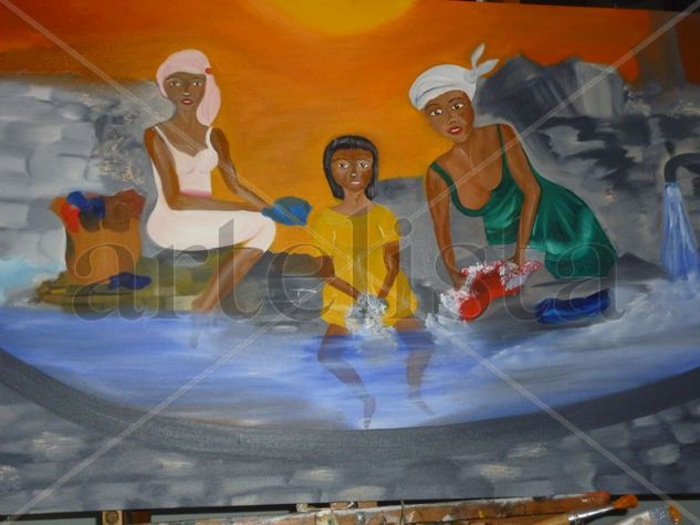 MUJERES HAITIANAS Oil Canvas Figure Painting