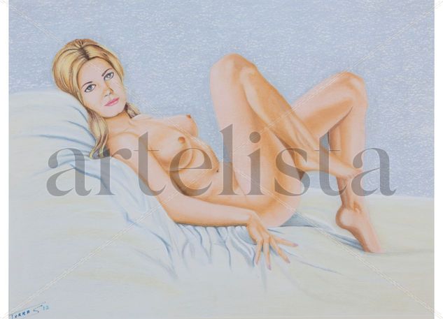 Rossa descansant Pastel Card Nude Paintings