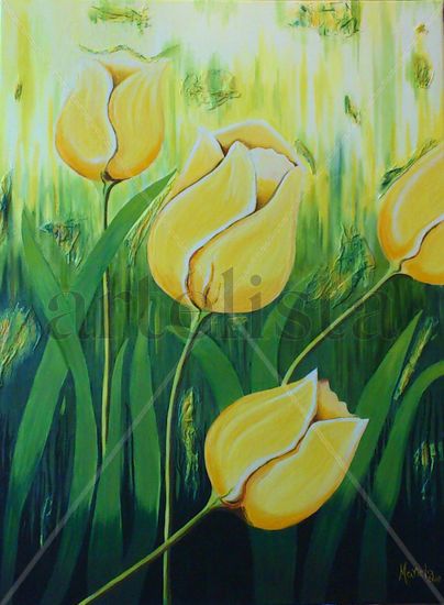 Tulipes jaunes Oil Canvas Floral Painting