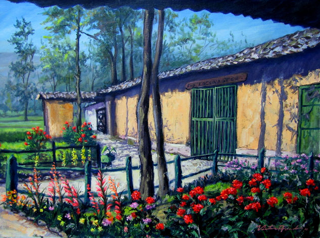 "JARDIN DEL TALLER" Óleo Lienzo Paisaje