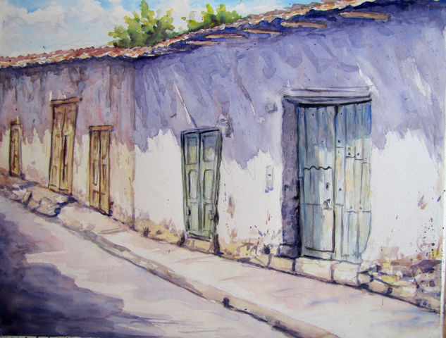 "CALLE DE CAJABAMBA" Acuarela Cartulina Paisaje