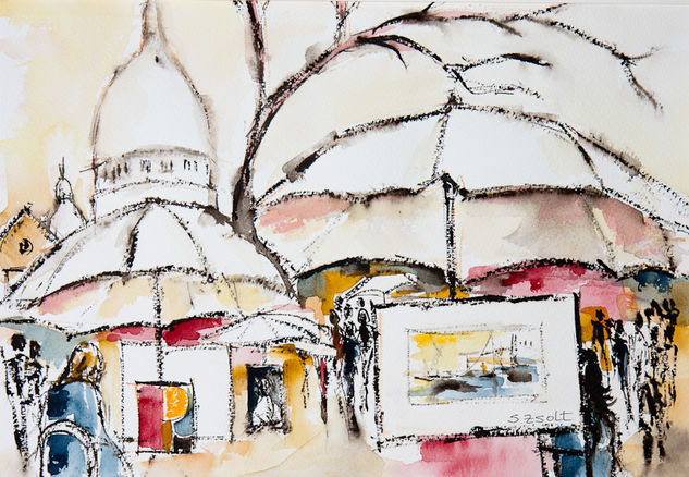 Place du Tertre - París Watercolour Paper Landscaping