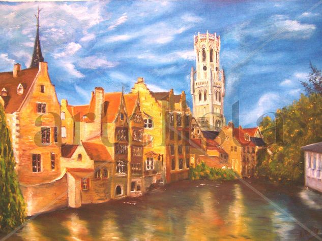 El rincón más bonito de Brujas Oil Canvas Landscaping