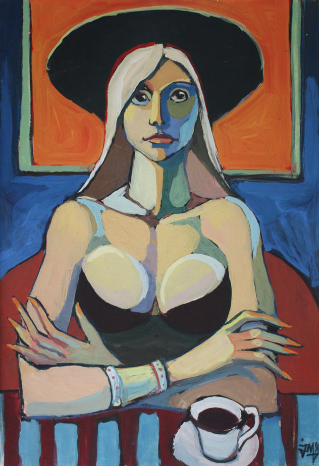 The lady in black neckline