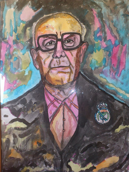 el abuelo Acuarela Lienzo Retrato