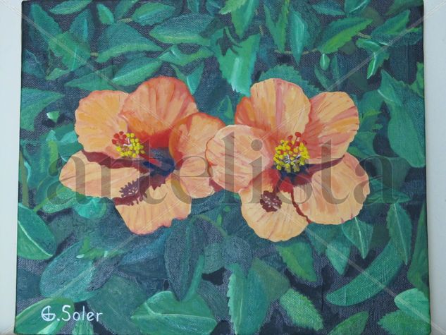 HIBISCUS Oil Canvas Floral Painting