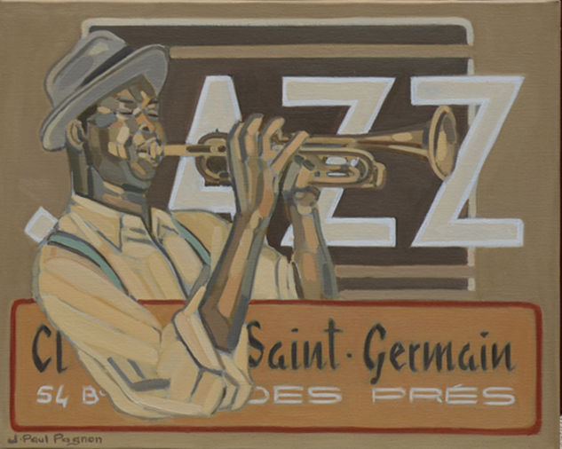 SAINT-GERMAIN-DES-PRES JAZZ Oil Canvas Portrait