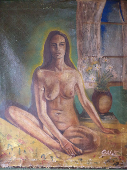 MUJER DESNUDA  ( LA QUERENDONA Mixed media Canvas Nude Paintings