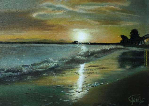 Buscar El Palo y encontrar el Sunset Oil Panel Marine Painting