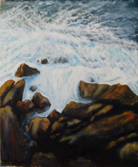 espuma y rocas Oil Canvas Marine Painting