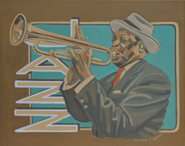 TRUMPET JAZZ PLAYER Óleo Lienzo Retrato