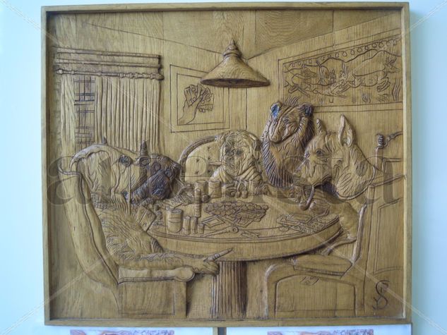 Poker de Perros Carving Figurative