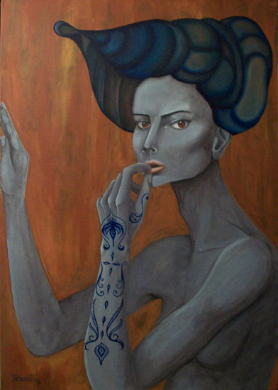 Con la cabeza en otra cosa... Acrylic Canvas Figure Painting