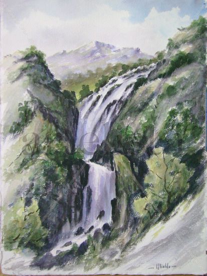 Cascada A Fervenza Watercolour Paper Landscaping