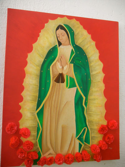 Guadalupana de Papel Mixed media Canvas Landscaping