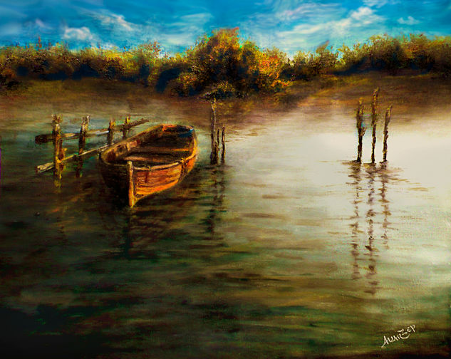 En el lago Oil Canvas Landscaping