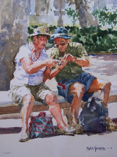 Turistas Watercolour Paper Figure Painting