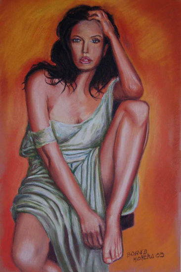 Modelo I Pastel Paper Figure Painting