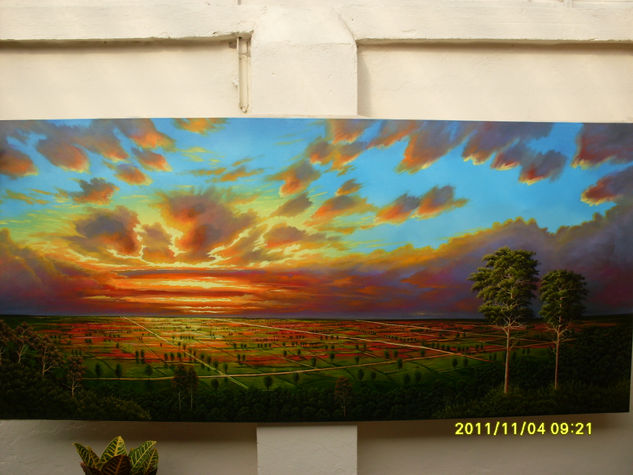 atardecer  llanero Oil Canvas Landscaping