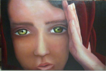 La niña de los ojos verde Oil Canvas Landscaping