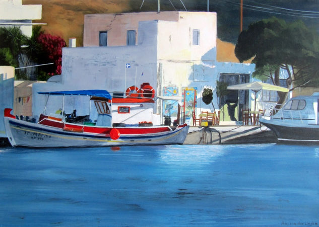 Ios harbour Acrylic Canvas Marine Painting