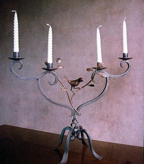 hf-  Candelabro con pájaro Forja Metal