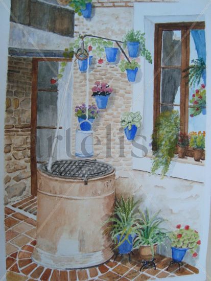 POZO DE PATIO ANDALUZ Acuarela Papel Paisaje