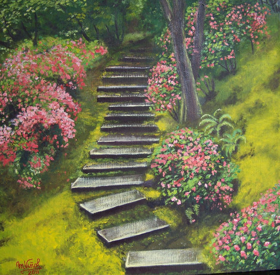 Jardín japonés Oil Canvas Landscaping