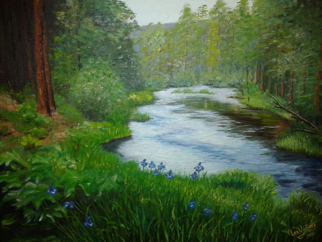 Arroyo en el bosque Oil Canvas Landscaping