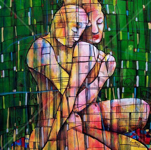 El Abrazo Acrylic Canvas Figure Painting