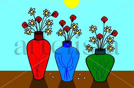 Flores en jarrones