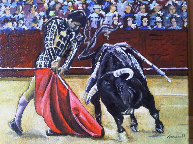 Muleta acompañada de Morante Oil Canvas Figure Painting