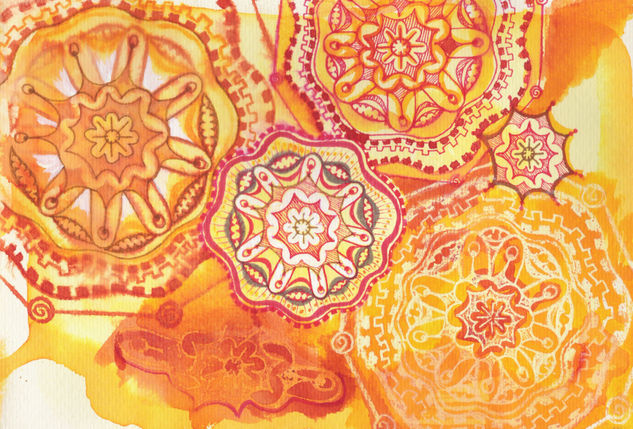 mandalas naranja Acuarela Papel Otros