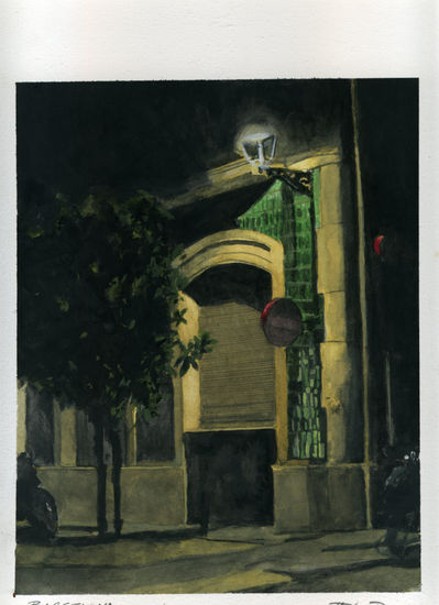 una calle de barcelona Watercolour Paper Landscaping